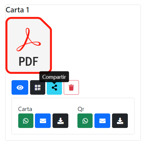 Botones de carta compartir